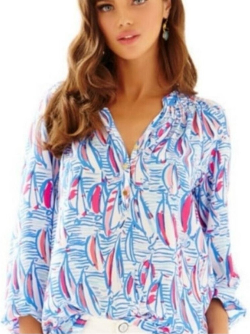 NWOT Lilly Pulitzer Silk Elsa Top RED RIGHT RETURN Sailboat RRR XS Blouse Shirt